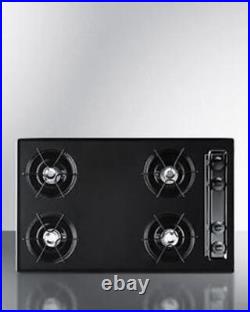 Summit TNL053 30 in. Wide 4 Burner Gas Cooktop Black with Gas Spark Ignition