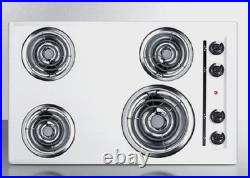 Summitt 30 in Electric Range Cooktop 4 Coil Elements, Porcelain Surface, White