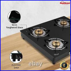 Sunflame GT Pride Glass Top 4 Brass Burner Manual Ignition Gas Stove