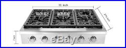 THOR KITCHEN 36 Gas Rangetop Cooktop Stainless Wall Oven, Four burner, HRT3618U