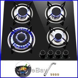 Tempered Glass 4 Burners Stove Gas Cooktop 24inch LPG & LNG Gas Built-In Stove