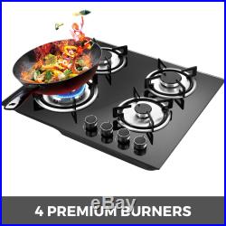Tempered Glass 4 Burners Stove Gas Cooktop Built-In Stove For RVs 24 PRO