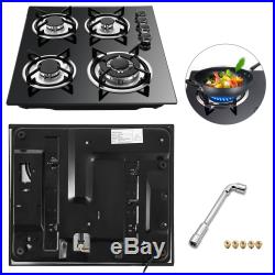 Tempered Glass 4 Burners Stove Gas Cooktop Multi-burners 24inch LPG & LNG Gas