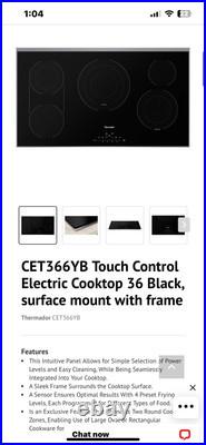 Thermador CET366YB 36 inch Masterpiece Series Black Built-in Electric Cooktop