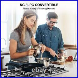 Thermomate 36 Built-In 5 Burner Gas Cooktop NG/LPG Convertible, Stainless Steel
