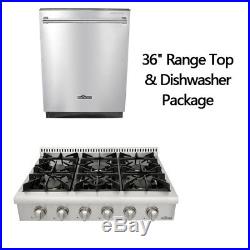 Thor Kitchen 36'' 6 burner range top 24'' Dishwasher Package stainless steel