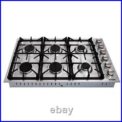 Thor Kitchen 36 Cooktop 6 Burner Stainless Steel Stove Gas NG/LPG Hob Cooker US
