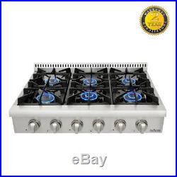 Thor Kitchen 36'' stainless steel 6 burner range top HRT3618U Free shipping