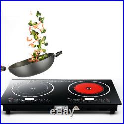 Top Electric Dual Induction Cooker Cooktop Counter Burner 2400 Watt Cooker