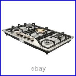 US Seller 30 inch Gas Cooktop 5 Burner Stainless Steel Top for Kitchen Cooker