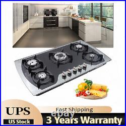 USA 5 Burners Gas Stove 35.4 Built-In Gas Cooktop Natural Gas Propane Stainless