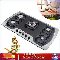 USA 5 Burners Gas Stove 35.4 Built-In Gas Cooktop Natural Gas Propane Stainless