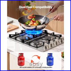 Uimoso 30-Inch Gas Cooktop with 4 Burners, Built-in Design, LPG/NG Compatible