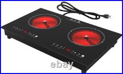 VBGK 2 Burner Electric Cooktop 110V, 3000W Electric Ceramic Glass Stove Top