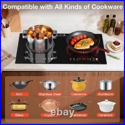 VBGK 2 Burner Electric Cooktop 110V, 3000W Electric Ceramic Glass Stove Top
