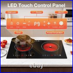VBGK 2 Burner Electric Cooktop 110V, 3000W Electric Ceramic Glass Stove Top