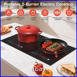 VBGK 2 Burner Electric Cooktop 110V, 3000W Electric Ceramic Glass Stove Top
