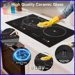 VBGK 2 Burner Electric Cooktop 110V, 3000W Electric Ceramic Glass Stove Top
