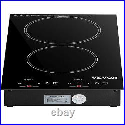 VEVOR 11in Induction Cooktop 2 Burner Ceramic Glass Stove Top Touch Control