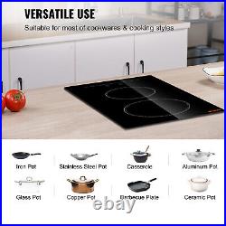 VEVOR 12 Built-in Electric Cooktop Radiant Ceramic Cooktop 2 Burners 110V