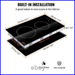 VEVOR 12 Built-in Electric Cooktop Radiant Ceramic Cooktop 2 Burners 110V