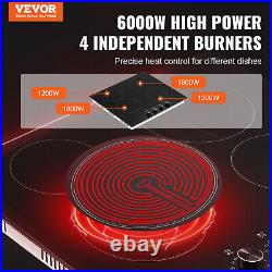 VEVOR 24 in Built-in Electric Cooktop Radiant Ceramic Cooktop 4 Burners