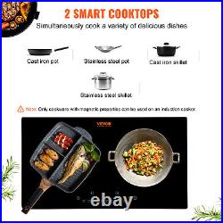 VEVOR 24in Electric Induction Cooktop 2 Burners 1800W Stove Top Touch Control