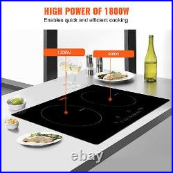 VEVOR 24in Electric Induction Cooktop 2 Burners 1800W Stove Top Touch Control