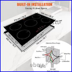 VEVOR 30 Electric Induction Cooktop Ceramic Glass Stove 5 Burners Touch Control