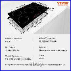 VEVOR 30 Electric Induction Cooktop Ceramic Glass Stove 5 Burners Touch Control