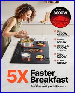 VEVOR 30 inch Built-in Electric Cooktop Radiant Ceramic Cooktop 5 Burners