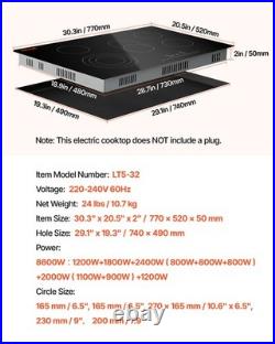 VEVOR 30 inch Built-in Electric Cooktop Radiant Ceramic Cooktop 5 Burners