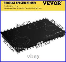 VEVOR 30in Electric Cooktop 4 Burner Ceramic Glass Stove Top Touch Control