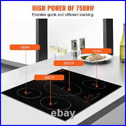 VEVOR 30in Electric Induction Cooktop 4 Burners Stove Top Touch Control 7500W