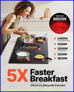 VEVOR 36 inch Built-in Electric Cooktop Radiant Ceramic Cooktop 5 Burners