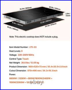 VEVOR 36 inch Built-in Electric Cooktop Radiant Ceramic Cooktop 5 Burners