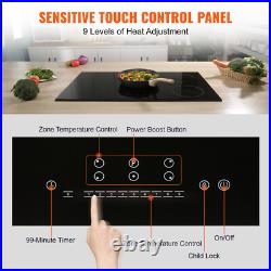 VEVOR 36 inch Electric Cooktop 5 Burners Ceramic Glass Stove Top Touch Control