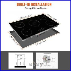 VEVOR 36 inch Electric Cooktop 5 Burners Ceramic Glass Stove Top Touch Control