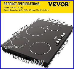 VEVOR Built-in Induction Cooktop, 30 inch 4 Burners, 220V Ceramic Glass Electric