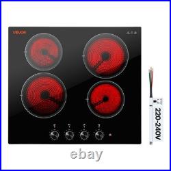VEVOR Electric Cooktop 24inch 4 Burners Ceramic Stove Top 6000W 220V No Plug