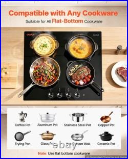 VEVOR Electric Cooktop 24inch 4 Burners Ceramic Stove Top 6000W 220V No Plug