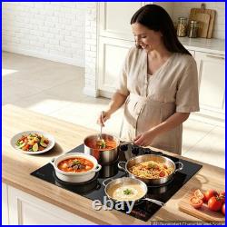 VEVOR Electric Cooktop 24inch 4 Burners Ceramic Stove Top 6000W 220V No Plug