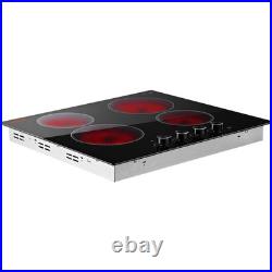 VEVOR Electric Cooktop 24inch 4 Burners Ceramic Stove Top 6000W 220V No Plug