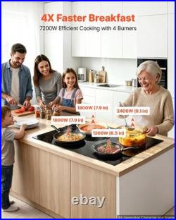 VEVOR Electric Cooktop 30inch 4 Burners Ceramic Stove Top 7200W 220V No Plug