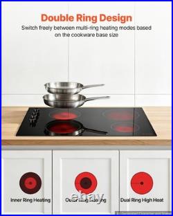VEVOR Electric Cooktop 30inch 4 Burners Ceramic Stove Top 7200W 220V No Plug