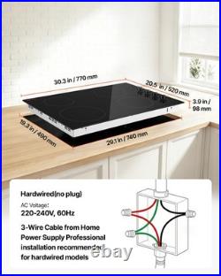 VEVOR Electric Cooktop 30inch 4 Burners Ceramic Stove Top 7200W 220V No Plug