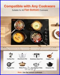 VEVOR Electric Cooktop 30inch 4 Burners Ceramic Stove Top 7200W 220V No Plug