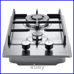 VEVOR Gas Cooktop 12 inch, Max 12250BTU 2 Burners Built-in Stainless Steel