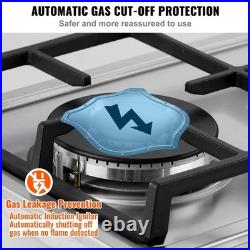 VEVOR Gas Cooktop 12 inch, Max 12250BTU 2 Burners Built-in Stainless Steel