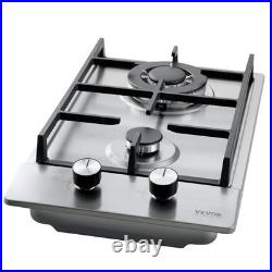 VEVOR Gas Cooktop 12 inch, Max 12250BTU 2 Burners Built-in Stainless Steel